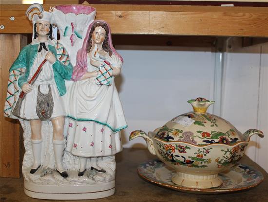 Staffordshire group, tureen & stand